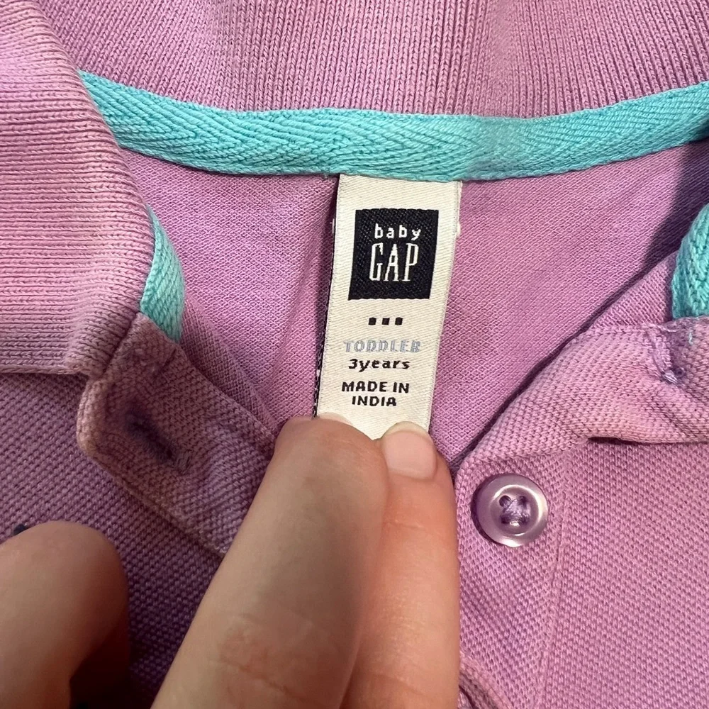 GAP Lilac Kids Polo with Floral Design EUC - Picture 3 of 3
